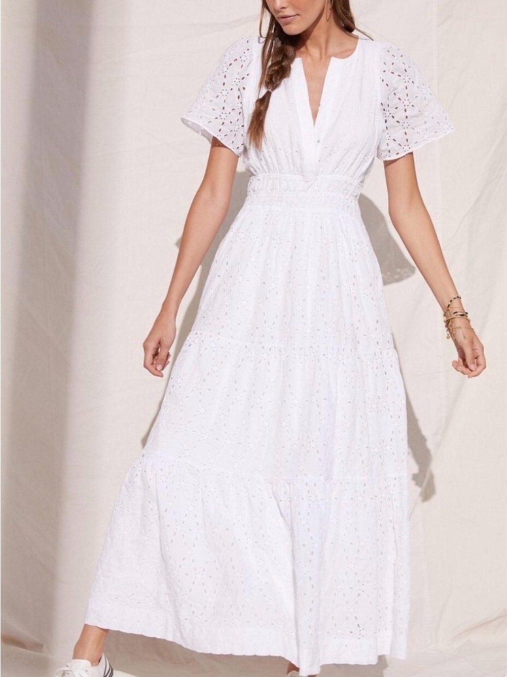 Anthropologie Maeve Somerset Eyelet Maxi Dress  Small Petite
